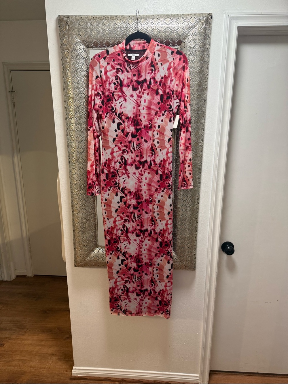 Bar III Pink Floral Print Long Sleeve Maxi Dress